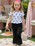 Black Heart Print Two piece Set