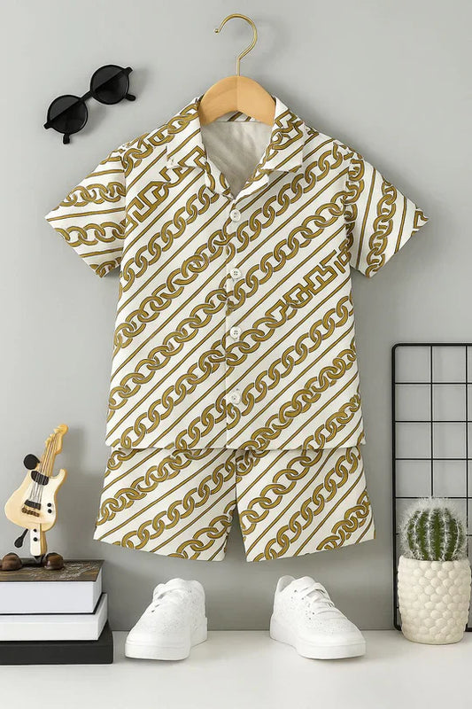 BABY BOY 2 PCS CHAIN PRINT SHORT SET