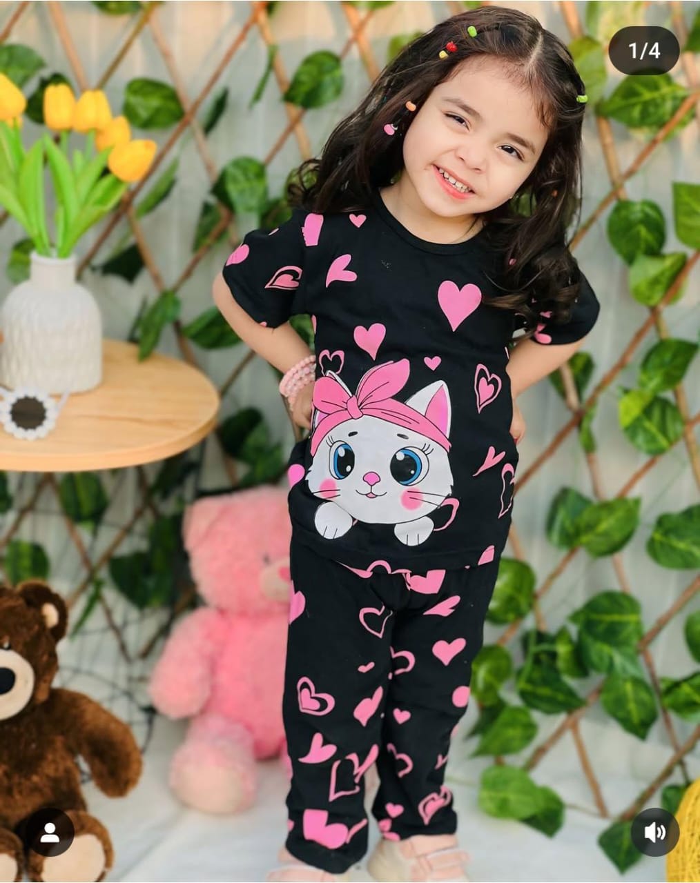 HEART KITTY 2 PCS KID SUIT