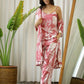 WINE COTTON PRINTED 3 PEICE NIGHT SUIT SET WITH PYJAMA