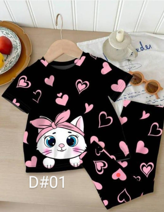 HEART KITTY 2 PCS KID SUIT