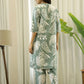 GREEN COTTON PRINTED 3 PEICE NIGHT SUIT SET WITH PYJAMA