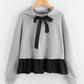 Women Contrast Ribbon Kangroo Hoodie