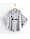 MEOW PRINTED HOODED SHAWL FOR WOMEN