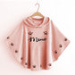 MEOW PRINTED HOODED SHAWL FOR WOMEN