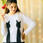 Black Cat Causal Full Sleeves Printed Set