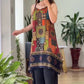 MULTICOLOR BLOCK PRINT SLEEVELESS KURTI WITH PALAZZO