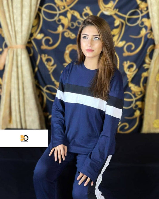 Blue Contrast Full Sleeves Tracksuit