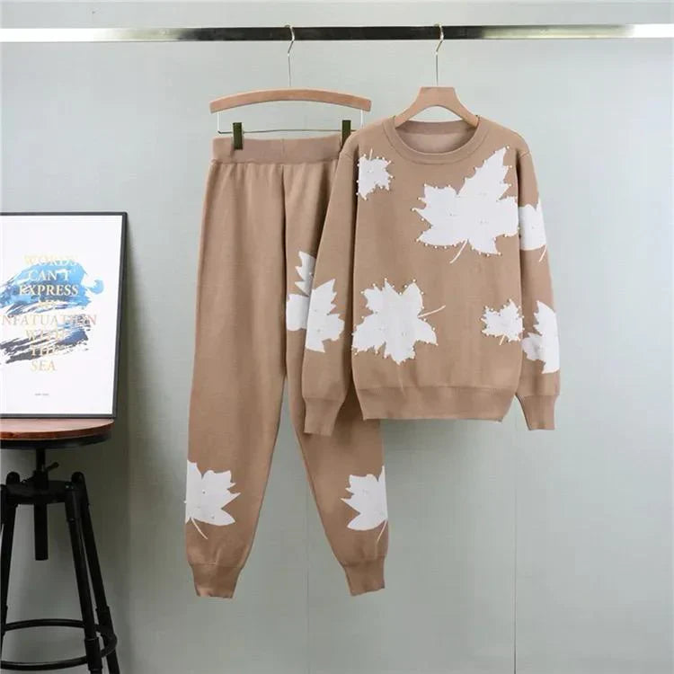 2 PCS TREE PRINTED WINTER TRACKSUIT