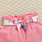 Floral & Butterfly Print Ruffle Hem Top with Short