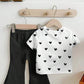 BLACK HEART PRINT TWO PIECE SET