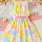 Vibrant Floral Sleeveless dress with belt for girls