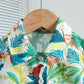 2PCS TROPICAL LEAF & ANIMAL PRINT SHIRT & SHORT SET