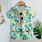 2PCS TROPICAL LEAF & ANIMAL PRINT SHIRT & SHORT SET