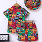 2PCS BABY BOYS CARTOON PRINT SHIRT & ELASTIC WAIST SHORTS SET