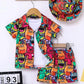 2PCS BABY BOYS CARTOON PRINT SHIRT & ELASTIC WAIST SHORTS SET
