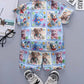 2PCS BABY BOYS BEAR 3D PRINT SHIRT & ELASTIC WAIST SHORTS SET