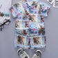 2PCS BABY BOYS BEAR 3D PRINT SHIRT & ELASTIC WAIST SHORTS SET