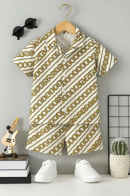 BABY BOY 2 PCS CHAIN PRINT SHORT SET