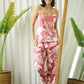 WINE COTTON PRINTED 3 PEICE NIGHT SUIT SET WITH PYJAMA
