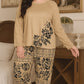 Flower Printed Pajama Set Long Sleeve Full Trousers