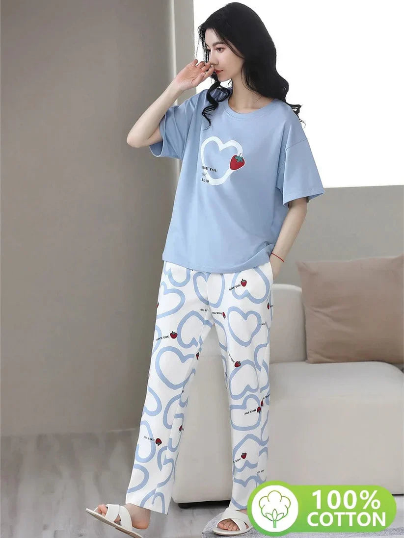 Blue Heart Printed Casual wear