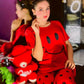 Red Full Sleeves Smiley Printed Nightwear