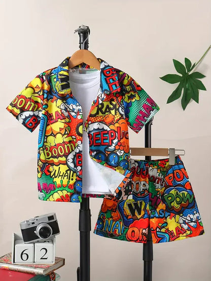 COMICS PATTERN KIDS SHORT SET