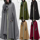 Women Stylish Long Cape Cloak Hooded Coat