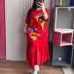 Long Loose Printed Frill Top Tee
